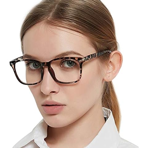 OCCI CHIARI Women's Blue Light Blocking Reading Glasses 1.5 Fashion Reading Glasses for Women Square Computer Glasses Readers Glasses Spring Hinge (Grey Leopard, 150) Cover