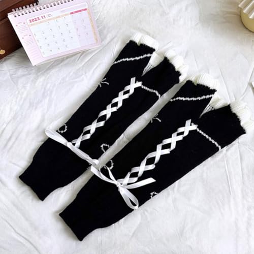 Y2k Star Pattern Knitted Leg Warmers Cute Leg Warmers for Women Baggy Ripped Leg Warm Socks Long Boot Socks2