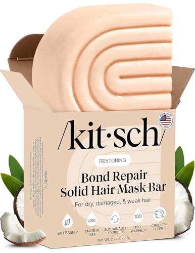 Kitsch Bond Repair Hair Mask Strengthening Bond Repair Hair Treatment to Restore and Replenish - Hair Mask for Damaged Hair & Dry - Solid Hair Care for All Hair Types - Made in USA - 2.7 oz