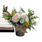 Touche saisonnière festive : la décoration d'œuf de Pâques avec plante combine des formes de feuillage réalistes et une charmante figurine de lapin, apportant une atmosphère festive et joyeuse à votre espace. Ces décorations de vacances réutilisables sont parfaites pour ajouter une décoration d'intérieur de Pâques vibrante chaque année
