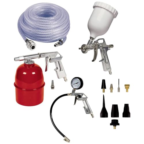 Original Einhell 13-tlg. Druckluftset (Kompressor-Zubehör, für Arbeitsdruck von 8 bar, inkl. Sprühpistole, Adapter-Set, Farbspritzpistole, Reifenfüller)