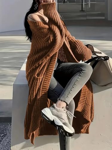 Image of Womens Long Cardigan Sweaters Open Front Oversized Duster with Pocket for Women 2025 Fall Winter Knit Design Coats