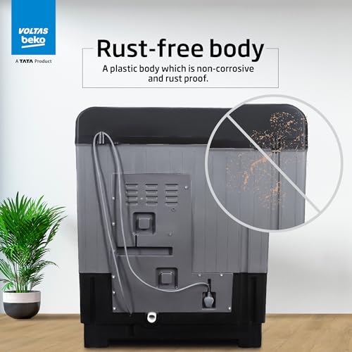 Image of Voltas beko, A Tata Product 9 kg 5 Star Semi-Automatic Twin Tub Top Load Washing Machine, (WTT90UDX /BKGR4KPTD, Black, 2023 Model, Special Pulsator wash Method)