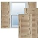 Ekena Millwork 18"W x 86"H Rustic Two Equal Panel Flat Panel Rough Cedar Faux Wood Shutters (Per Pair), Primed Tan