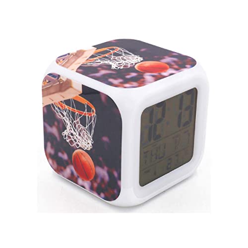 BONFUN Réveil LED Basket À Couleurs Changeantes Avec Affichage Des Donnees Et De La Temperature Reveil Intelligent Cadeau Pour Enfants Adolescents Decoration De Chambre Color Color 5