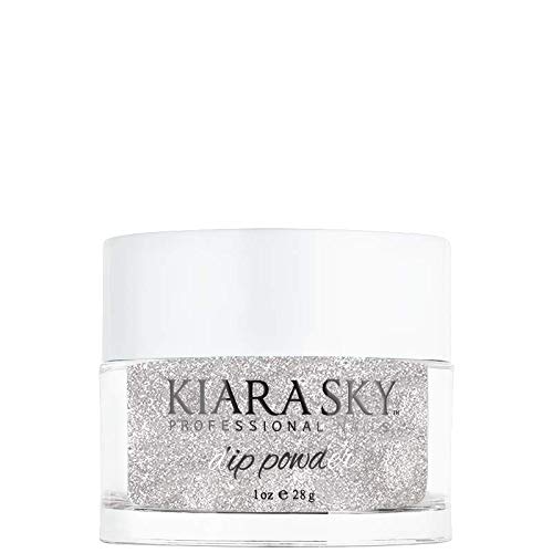 Kiara Sky Professional Nails Dip Powder - Winter Wonderland D469 - No Lamp or Monomer Required - pearlescent shimmering white silver glitter