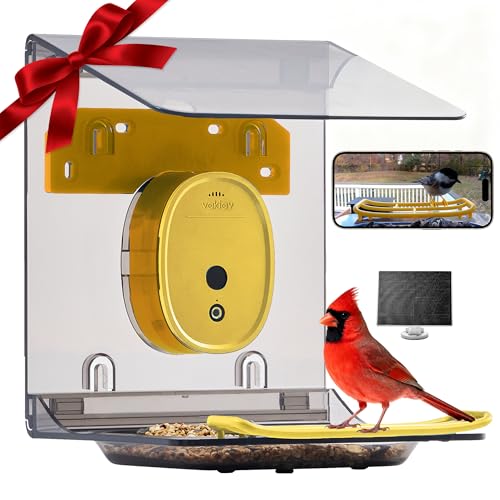 Smart Bird Feeder with Camera Solar Powered,2K Camera for Outdoors,No Subsciption,UHD Video for Live Stream,Identify10,000+ Birds with AI,Instant Alerts,Elderly-Friendly,No WiFi Needed