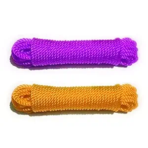 HAZEL 12 Metre Long Nylon Rope Set of 2 | Multicolor Cloth Hanging Rope for Both Indoor and Outdoor Purpose - 4mm Thickness