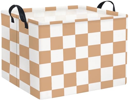 Image of Rectangular Baby Girl Basket Fabric Storage Basket Storage Bin Organizer Box Room Decor(Brown Checkered)