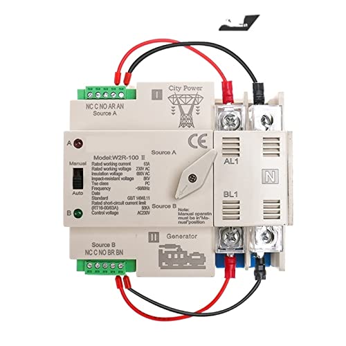 Commutateur de transfert automatique ATS 2P 100A 220V pour basculement réseau vers générateur