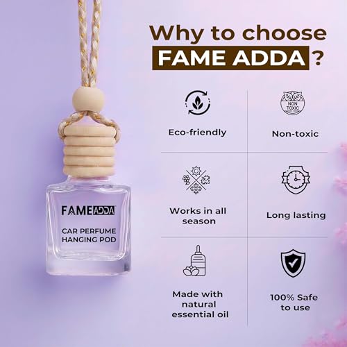 Image of 10ML Premium Lavender Sandalwood & Vanilla Pack of 3 Car Perfume Hanging Pod /Car Perfume Luxury Air Freshener /Natural Fragrance Oils in Glass Bottle with Wooden Diffuser Lid /Last Upto 60 Days