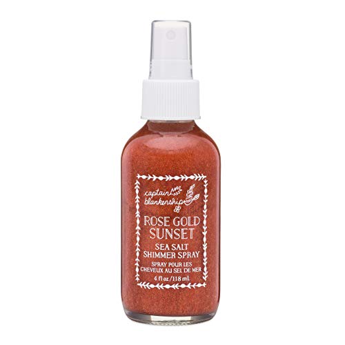 Captain Blankenship Rose Gold Sunset Sea Salt Shimmer Hair Spray with Natural Mica, Texturizing and Volumizing, Organic, Paraben Free, 4 Ounce Spray Bottle, 1 Count