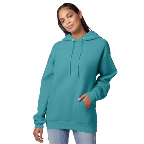 Image of Hanes Men's, EcoSmart, Cotton-Blend Hooded Sweatshirt, Plush Fleece Pullover Hoodie