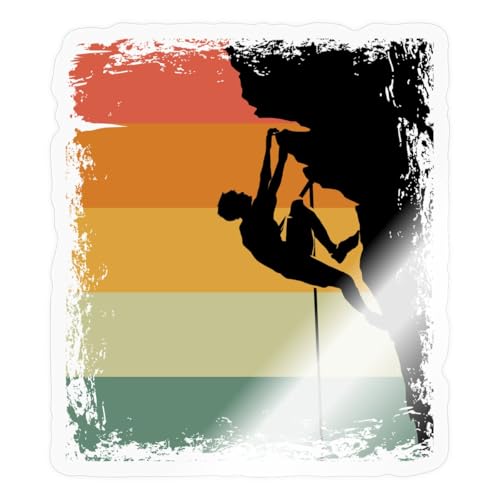 Spreadshirt Escalade Bloc Alpinisme Climbing Vintage Rétro Grimpeur Alpine Humour Autocollant Sticker, 10 x 10 cm, brillant transparent