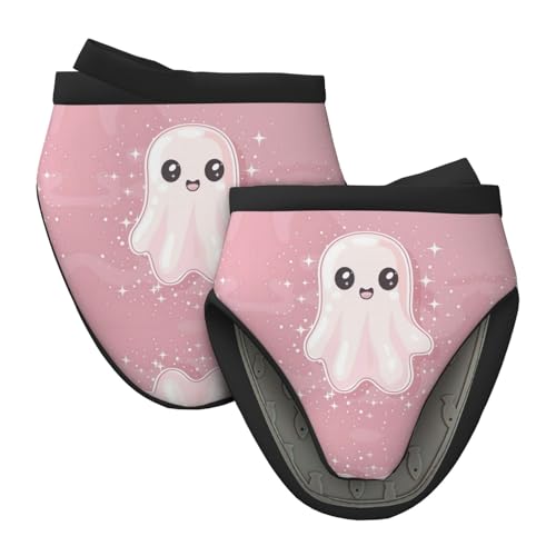 Mini guantes de horno de silicona, lindos guantes de horno de Halloween color rosa, resistentes al calor, soportes para ollas para cocina y hornear, bonitos guantes de horno, 2 unidades
