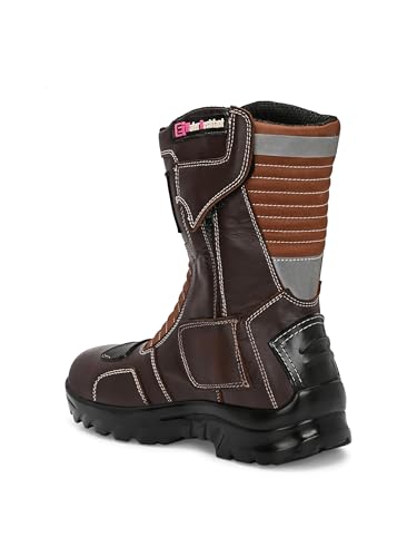 Image of Eego Italy Women's Biker boot /Motorcycle riding boot, real leather upper & anti slip sole with steel toe protection, padded socks, 3M Reflectors,lace free, with rubber gear protector