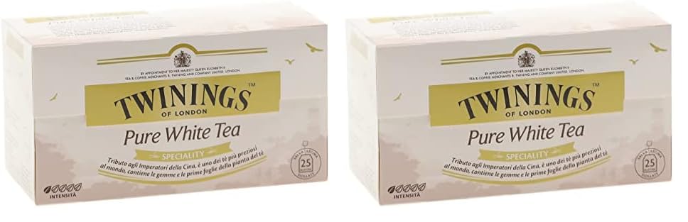 Twinings of London Té Blanco 25 saquitos (Paquete de 2)