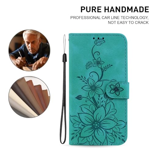 Coque en cuir Samsung Note20 rouge au design floral raffiné et finitions haut de gamme - 4