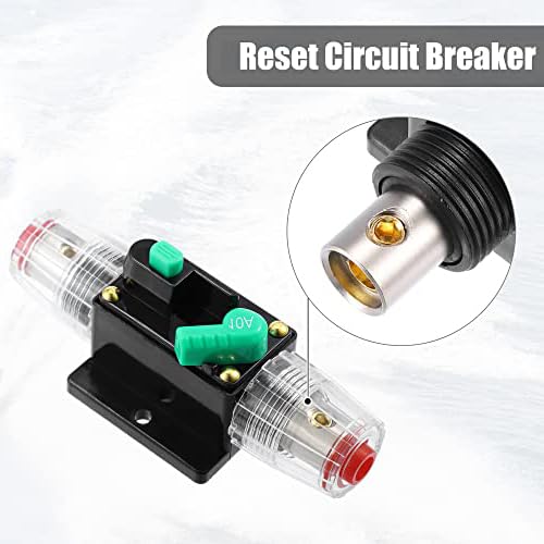 2 Pcs DC 12V- 48V 10Amp Car Circuit Breaker with Manual Reset Automotive Inline Fuse Holder Protector Black Green