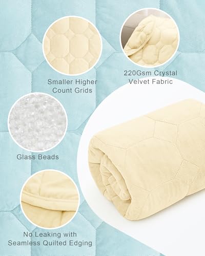 Image of Cottonblue Weighted Lap Blanket 7lbs, Cozy Luxury Crystal Velvet Weighted Blanket for Adults, Small Weighted Blanket for Relaxation, Sleeping, Travel, Beige, 29 inch x 24 inch