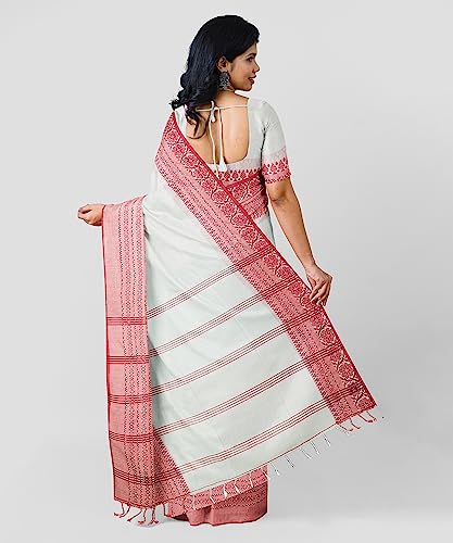 Image of eC ESHA'S COLLECTION Women's Cotton Blend Begumpuri Handloom Saree With Unstitched Running Blouse Piece