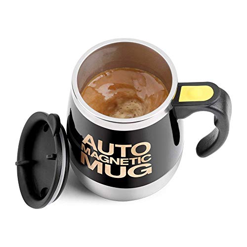Fdit Taza de café con agitación automática de acero inoxidable para café/té/chocolate caliente/leche/proteína de cacao (negro) - Imagen 7