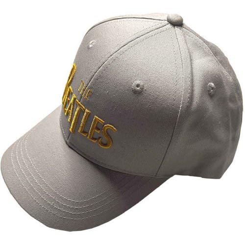 The Beatles Baseball Cap Gold Drop T Band Logo Official Grey - Les Beatles, Paul McCartney, John Lennon, RIngo Starr, George Harrison The Beatles Baseball Cap Gold Drop T Band Logo Official Grey