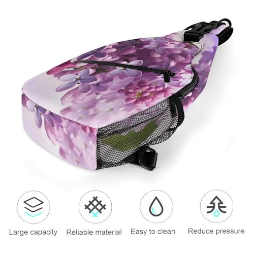 Mochila deportiva Lilac Flowers tipo sling para hombre mujer miniatura 5