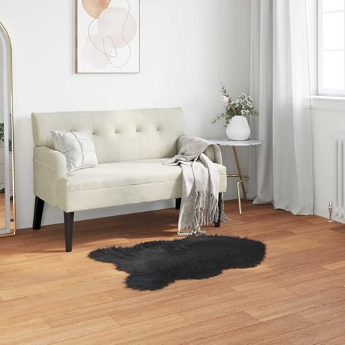 Tapis en peau de mouton synthétique noir TAFALLA 60x90 cm