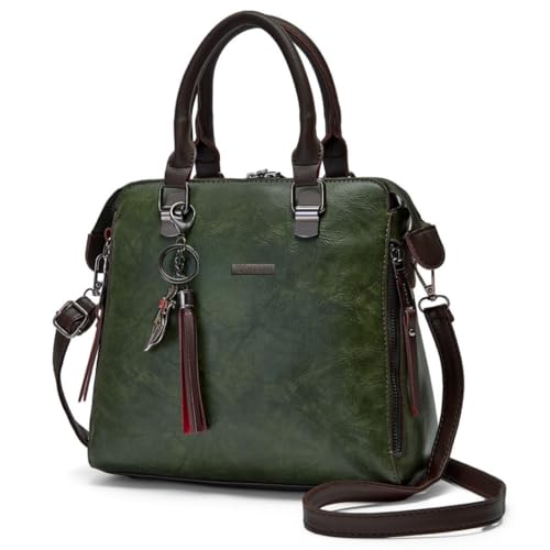 Women's Small Satchel Handbag for Women | Satchel Bag for Work | Ladies Purse | Stylish Shoulder Bag | Gift For Women | Timeless | Birthday/Wedding Gift for Wife/Sister/Mother, Green, M
