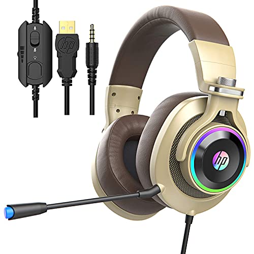 HP Gaming Headset for PS4, Xbox One PC Controller with Bass Surround Sound, LED Light and Noise Isolating Over Ear Headphone with Mic Plus 3.5mm USB Cable for Laptop Mac Nintendo Switch Games by HP - Used condition - US$28.80