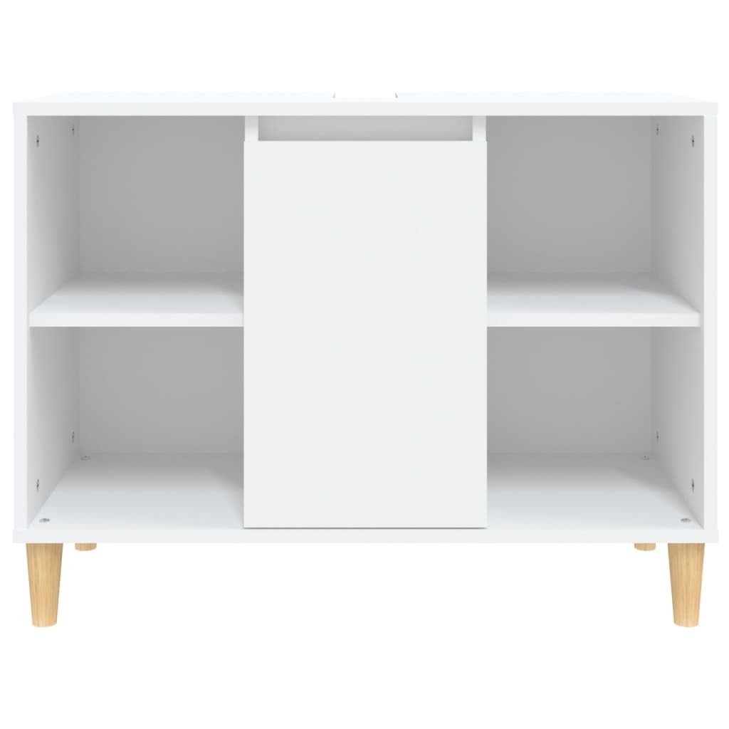 Tomostar Meuble sous Lavabo, Meuble de Rangement Salle de Bain sous Vasque Armoire Évier Blanc 80x33x60 cm Bois d'ingénierie