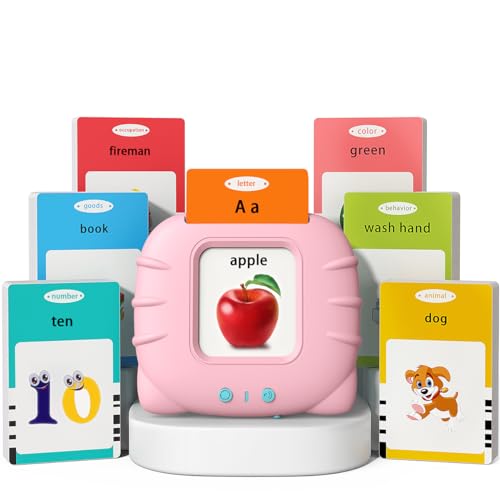 Image of Kidzdo Educational Learning Toys for Toddlers, 540 Sight Words Talking Flash Cards with Music, Montessori Pocket Speech Therapy Toys, Teaching/Birthday Gifts for Ages 2 3 4 5 Years Old Girls (Pink)