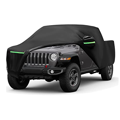 Waterproof Car Cover Compatible with 2019-2025 Jeep Gladiator 6 Layers All Weather Jeep Gladiator Car Covers with Zipper Door for Snow Rain Dust Hail Protection