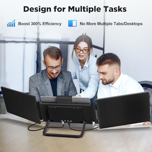 Image of Laptop Screen Extender, 14 inch 1200P FHD IPS Light & Portable Triple Monitor 16:10 for 13.3 inch-16 inch Laptops, USB-C & HDMI Plug & Play Monitor Extender with Metal Stand for Mac /Wins /Android /Chrome