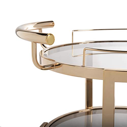 Safavieh Home Collection Rio Gold And Tea Colored Glass 3-Tier Round Bar Cart And Wine Rack #TOP3