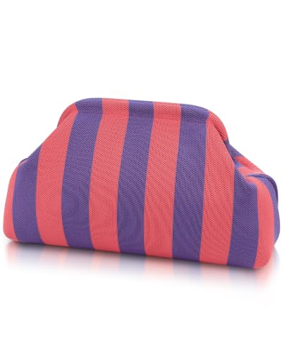 Image of Woven Clutch Purses for Woman,Summer Beach Purse for Vacation, Woven Striped Dumpling Bag,Crochet Evening Handbag