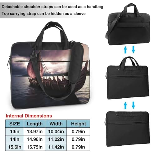 Vikings Boat Laptop Bag, Computer Briefcase Gifts for Men Women, 360 Protective Laptop Shoulder Bag2
