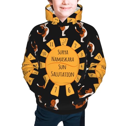 Beagle ​​Doing Yoga Kids Pullover Hoodies Boys Sweatshirts Girls Athletic Clothes with Pocket2