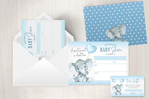 Your Main Event Prints Boy Elephant Baby Shower Invitations, Peanut Baby Shower Invites With Diaper Raffles Cards, Sprinkle, 20 Invites Including Envelopes #TOP1