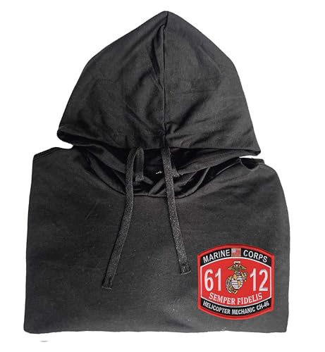 6112 mos helicopter mechanic ch 46 embroidered shirt Black - Main Image