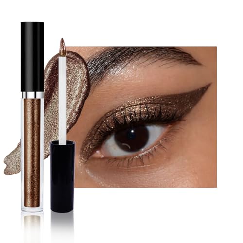 Image of SUAKE Liquid Sparkling Glitter Eyeshadow Stick Pack - High Pigment Shimmer Metallic Eye Shadow, Long-Lasting, White Blue Black Gold Purple Bold Colors,Quicking-Dry (10#-Dark Gray, Pack of 1)