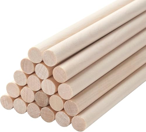 Image of Round 30cm Long and 8MM Thick 16pc Wooden Dowels Sticks for Crafts, Cake Dowels, Home Decor, DIY Projects, and Much More (30cm x 8mm, 16pc)