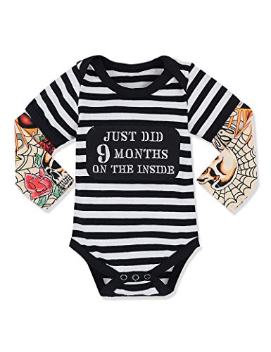 Image of Fommy Baby Boy Clothes, Baby Clothes Letter Print Romper Tattoo Sleeves Bodysuit for Boy
