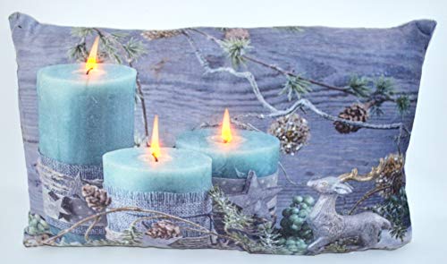 Jürgen Schleiß Konfektion Scheibengardine mit LED Beleuchtung Fotodruck Weihnachten 45x160 cm Weihnachtsgardine beleuchtet Bistrogardine mit Schlaufen