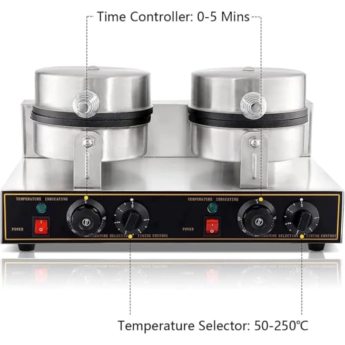 Piastra elettrica per Waffle, Macchina per involtini Primavera in Acciaio Inox Antiaderente, Temperatura Regolabile da 50 a 300 °C, teglia compatta per Coni Gelato Fai da Te per us,