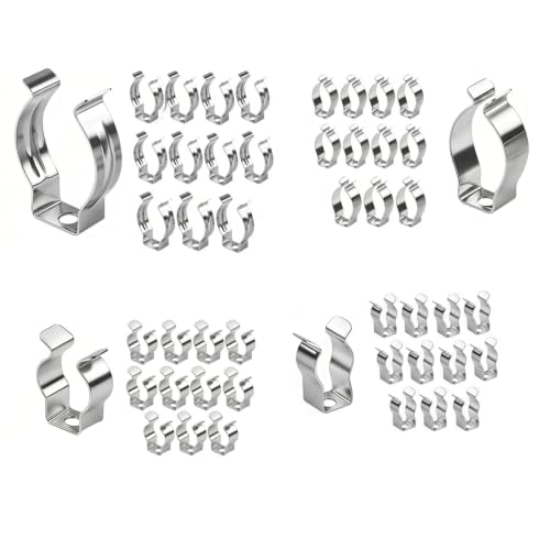 Image of PAXQNVTR 48 PCS Spring Terry Clips, Tool Holder Wall Clips Assorted Sizes, Metal Wall Mount Storage Clips for Broom, Mop, Pipe, Rake, Garden Tools, Garage and Shed