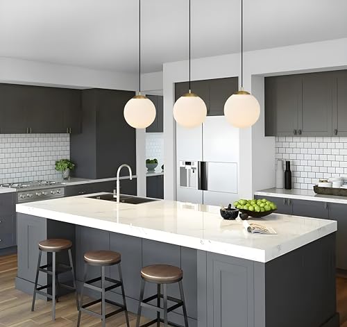 Image of Golden Metal & Glass Hanging Pendant Light, Ball Shaped, E27 Bulb Holder, for Living Room, Bedroom (Without Bulb, 1, Pack)