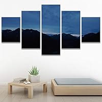SIGNWIN 5 Panel Canvas Wall Art Sunset in The Mountains for Home Decorations Ready to Hang - 60