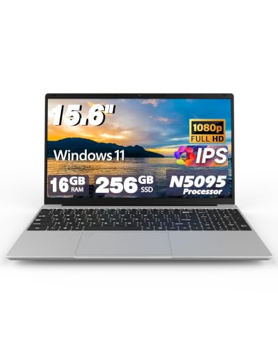 Image of MYW Laptop Computers,15.6 inch IPS 1080P Screen,N5095 Processor 4C 4T Up to 2.9Ghz 16GB RAM 256GB SSD, Latops with Fingerprint Recognition Backlit Keyboard,WiFi,USB 3.0, Webcam, HDMI